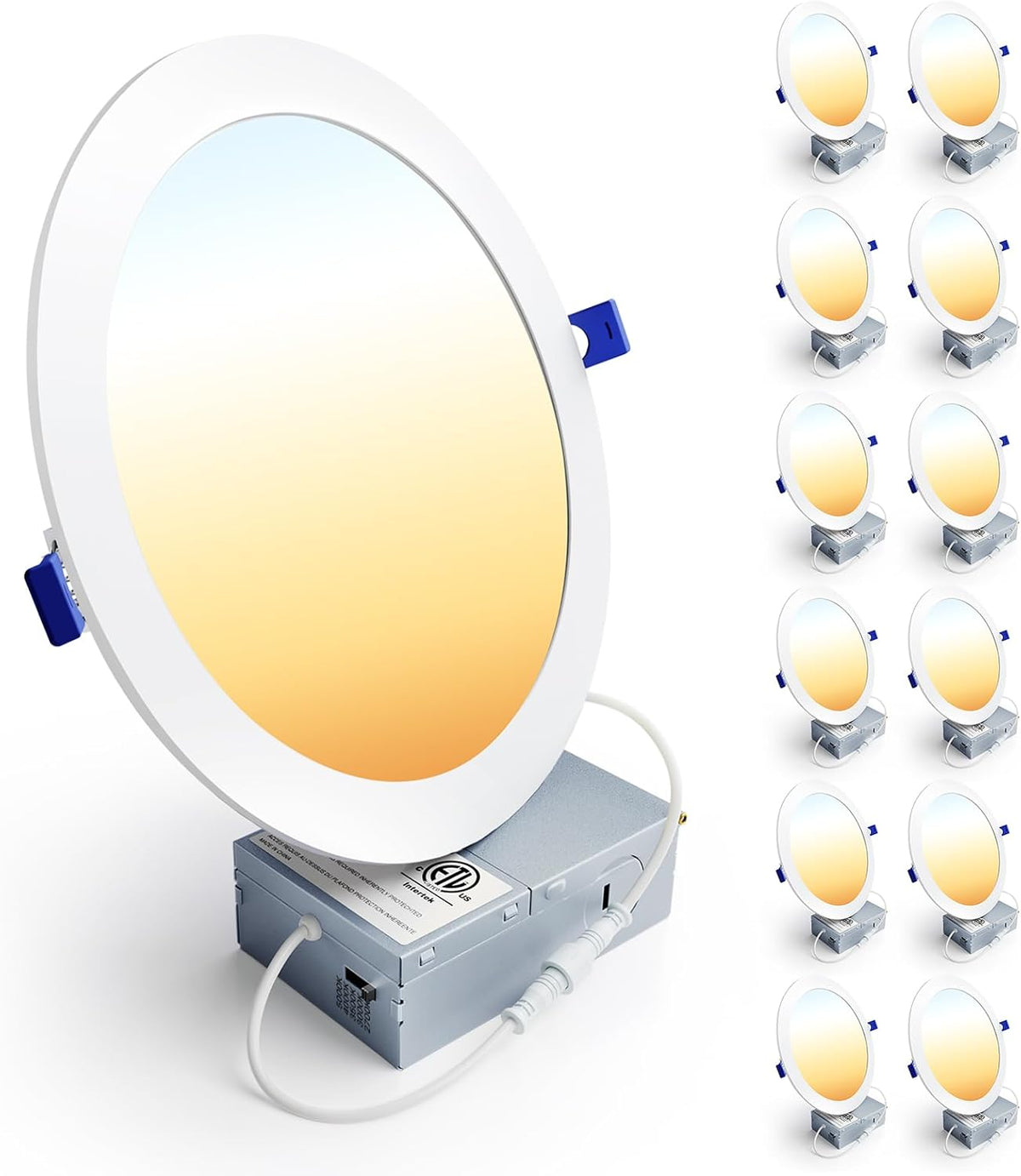 Ensenior 12 Pack 8 Inch LED Recessed Ceiling Light, 2700K-5000K 5CCT, 1600LM