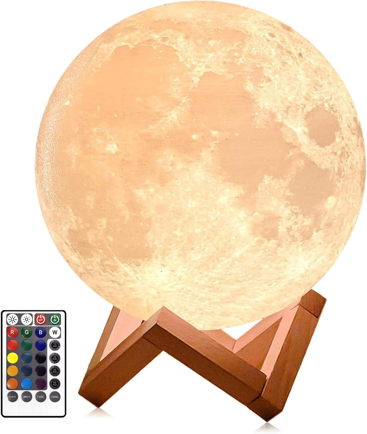 PRUGNA Moon Lamp, 1200mAh Ultra-Long Endurance Night Light, 7.1" 16 Colors LED
