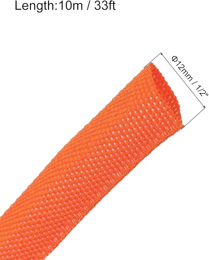 MECCANIXITY Braided Cable Sleeves Heat Shrinkable Fabric Sleeving, 1/2" 33ft - Image 2