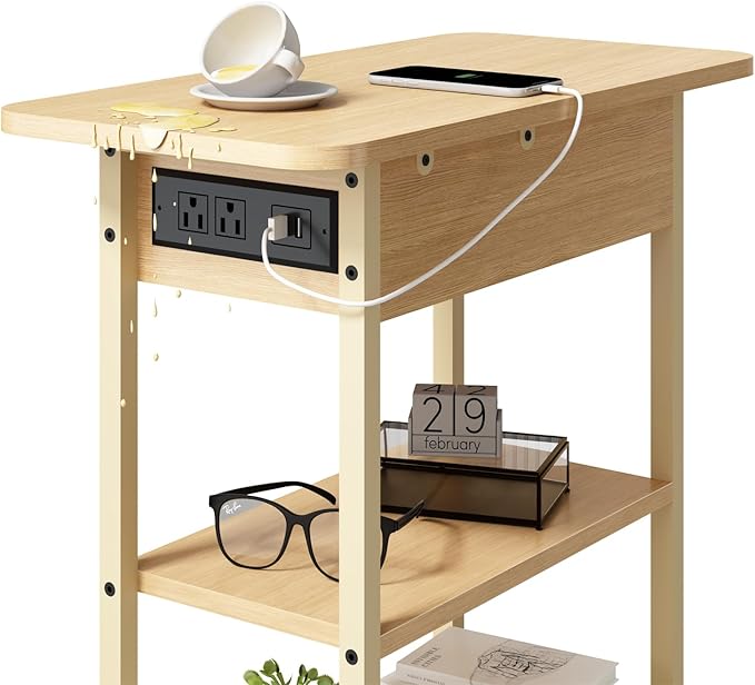 LIDYUK End Table with Charging Station, Flip Top Side Table with USB Ports and - Image 5