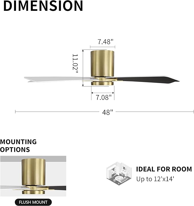 WINGBO 48" DC Flush Mount Ceiling Fan - Image 5