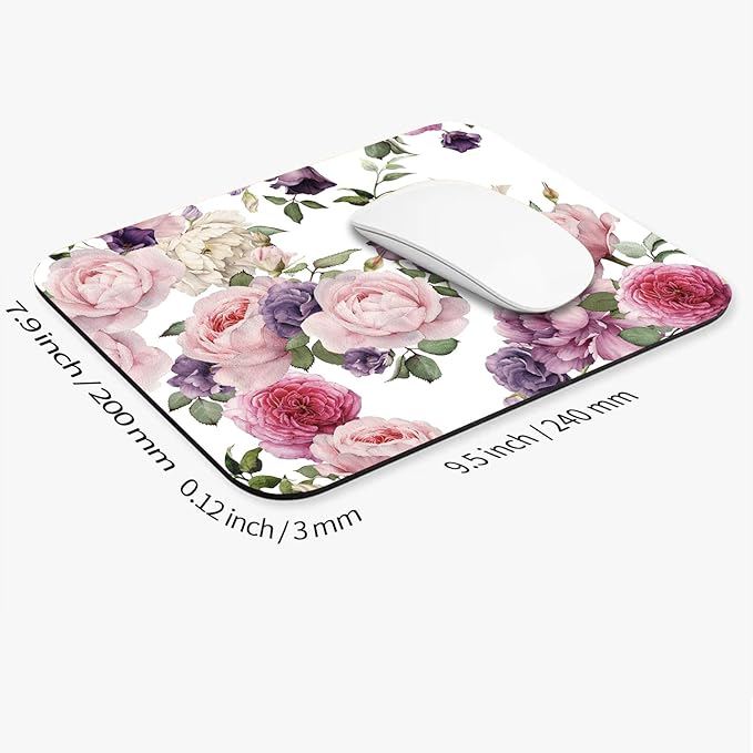 Armanza Square Mouse Pad Floral Roses, Personalized Premium-Textured Custom - Image 2