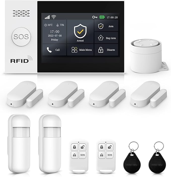 LWOHSI Alarm Systems with 4.3" Large Fulltouch Screen, 4G SMS/Tuya APP Alert by LWOHSI