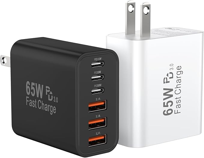 USB C Fast Charger Block, iPhone Charger Fast Charging Blocks 65W Multi Port by Bustuny