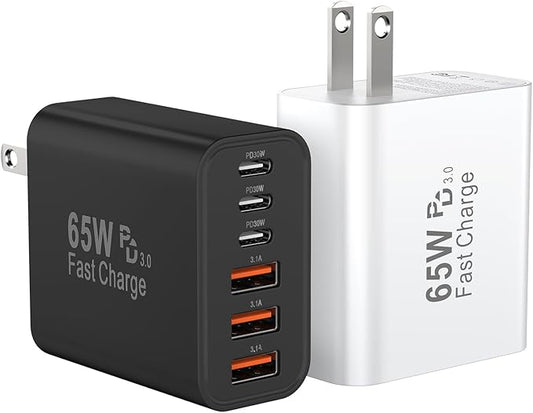 USB C Fast Charger Block, iPhone Charger Fast Charging Blocks 65W Multi Port by Bustuny
