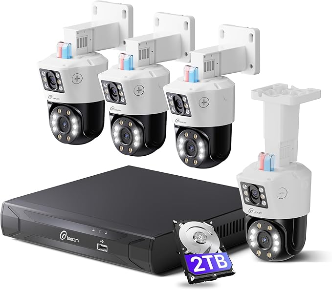Loocam Dual-Lens 4K PoE Security Camera System, AI Person/Vehicle, Spotlight by Loocam