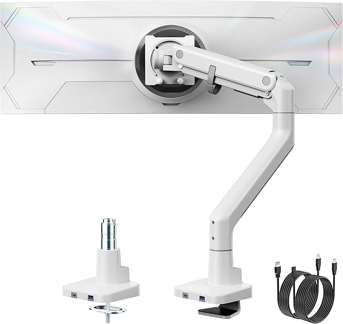 monTEK Single Monitor Arm with USB A/C, Ultrawide Monitor Stand by monTEK