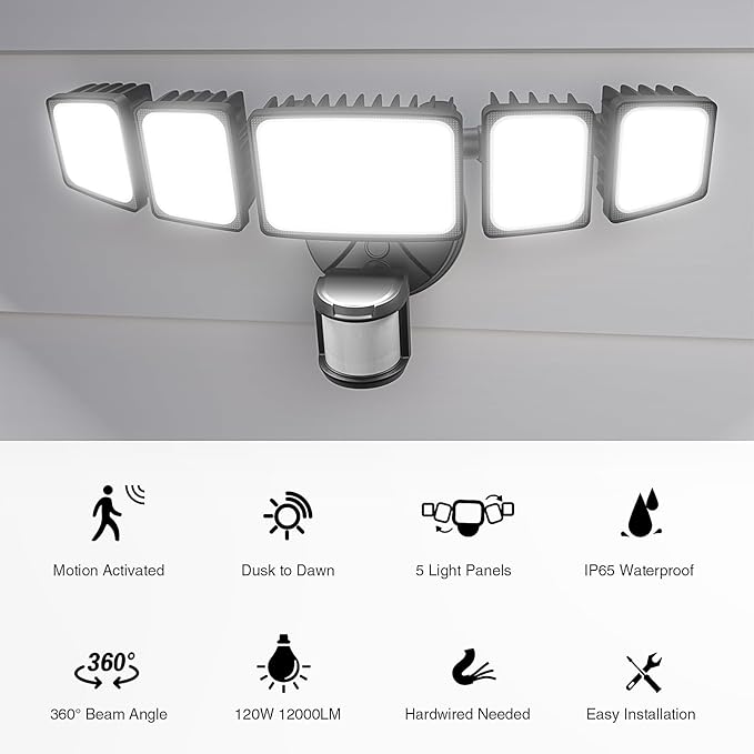 Onforu 120W 12000LM LED Security Lights Motion Sensor Outdoor, Dusk to Dawn - Image 2