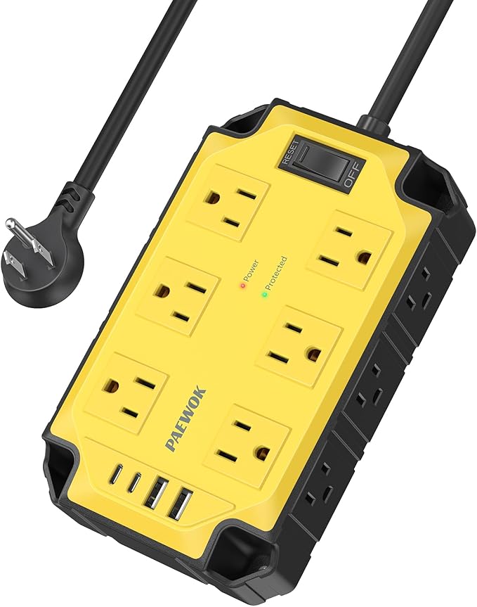 Heavy Duty Power Strip15 Amps/1200 Joules, 12 Outlets by PAEWOK