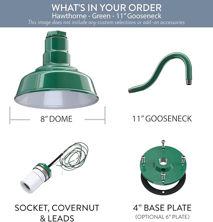 Steel Lighting Co. Hawthorne Barn Light | Outdoor Wall Mounted | 8 inch Dome | - Image 6