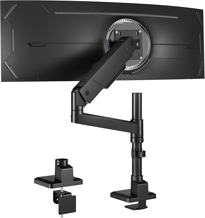 monTEK Tall Single Monitor Arm for 17 to 45 Inch Curved Screen Adjustable by monTEK