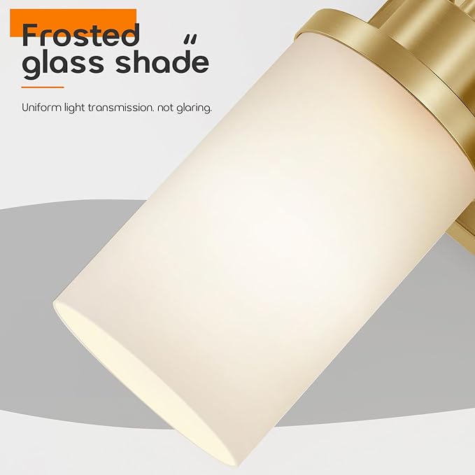 AONEON Bathrom Light Fixtures Modern Gold 3 Vanity Lights Over Mirror, Wall - Image 5