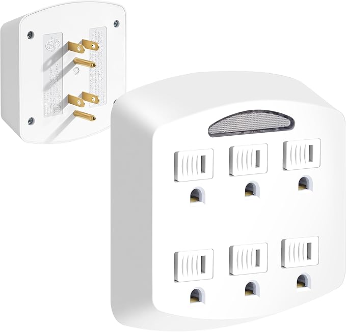 6-Outlet Extender, 3-Prong Ground Wall Tap Adapter by Unknown
