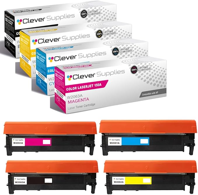 CS Replacement Compatible with HP 150A Toner Cartridge W2060A W2061A W2063A by CleverSupplies
