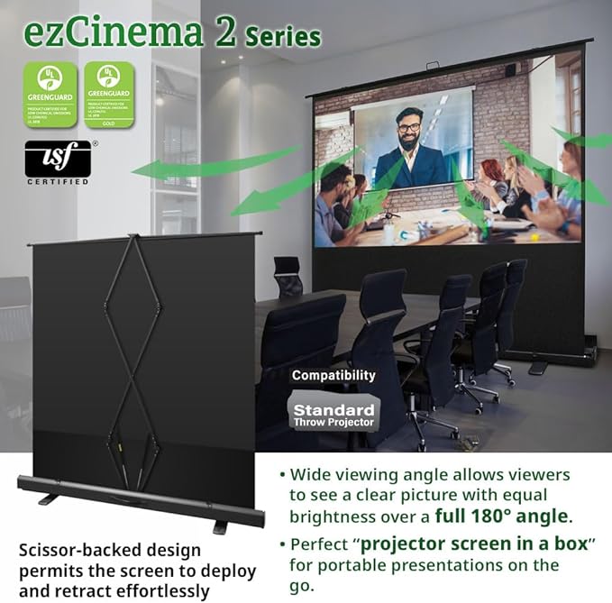 Elite Screens ezCinema 2, 120-inch 4:3 Aspect Ratio Portable Manual Floor Pull - Image 3