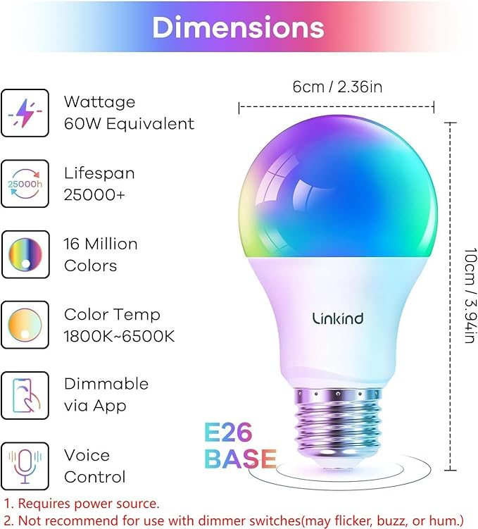 Linkind Smart Light Bulbs with Remote Control, Smart Bulb That Work with Alexa - Image 7
