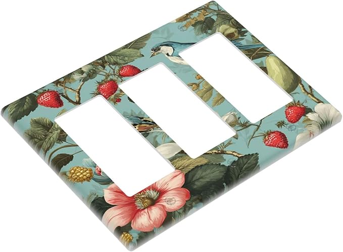 Bvtewkhz William Morris Flower 3 Gang Triple Rocker Wall Plate Cover Decorative - Image 3