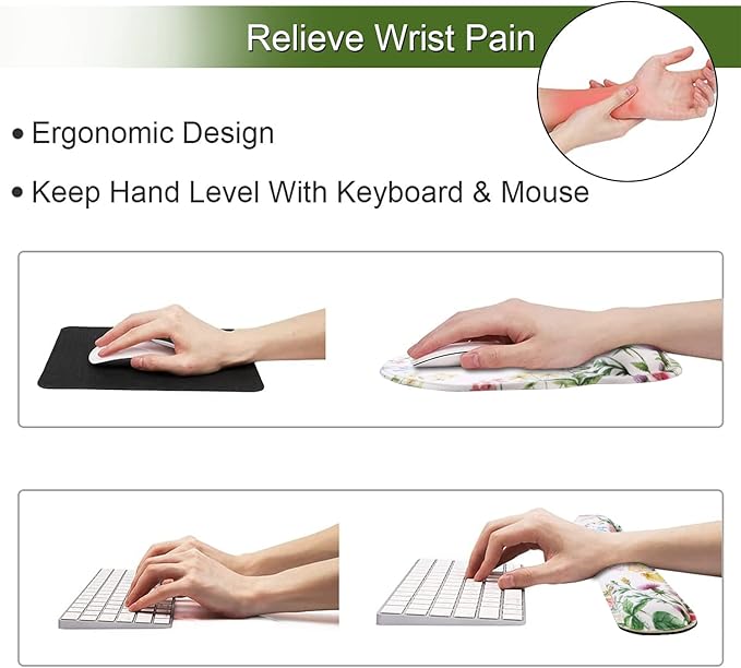 iLeadon Mouse Pad with Wrist Support Keyboard Wrist Rest Set, Ergonomic Mouse - Image 4