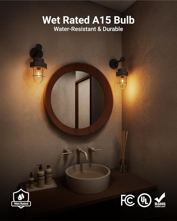 Sunco 24 Pack A15 Light Bulb LED, Edison Style Bulb, Dimmable Vintage Filament - Image 3