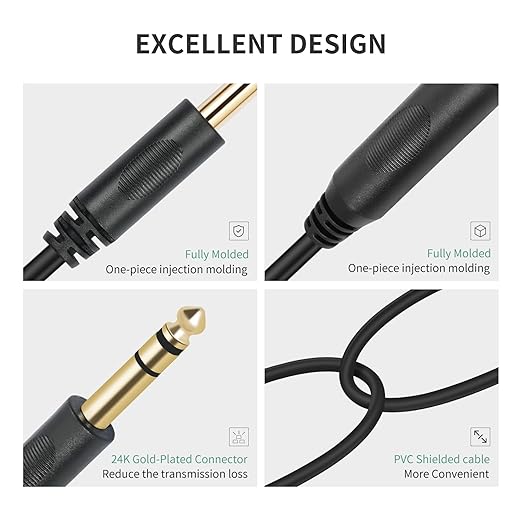 SiYear 6.35mm 1/4 inch Male Plug Stereo to 2 Dual 1/4 "TRS Female Jack - Image 6