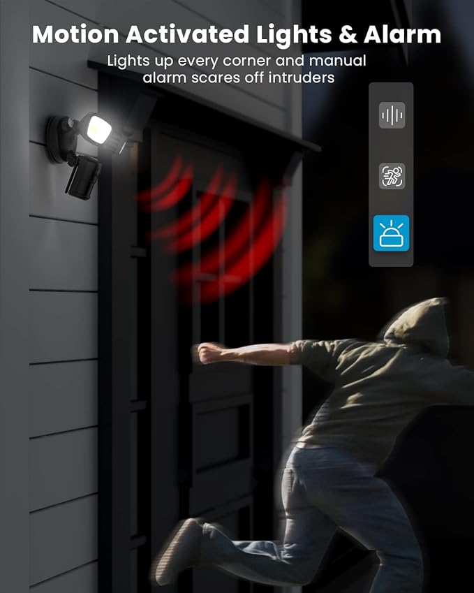 ieGeek Floodlight Camera Outdoor, 2K Wired Home Smart Security Cameras - Image 2