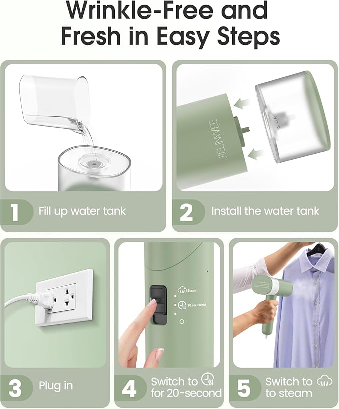Handheld Steamer for Clothes, 1200W Foldable Travel Steamer, 20 Sec Preheat - Image 7