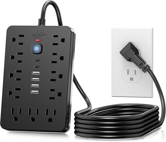 JouleLoom 15 FT Flat Plug Surge Protector Power Strip, 11 Multiple AC Outlets by JouleLoom