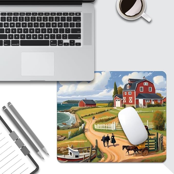 Beach House Square Mouse pad, Waterproof, Anti Slip Rubber Base, Computer Mouse - Image 5