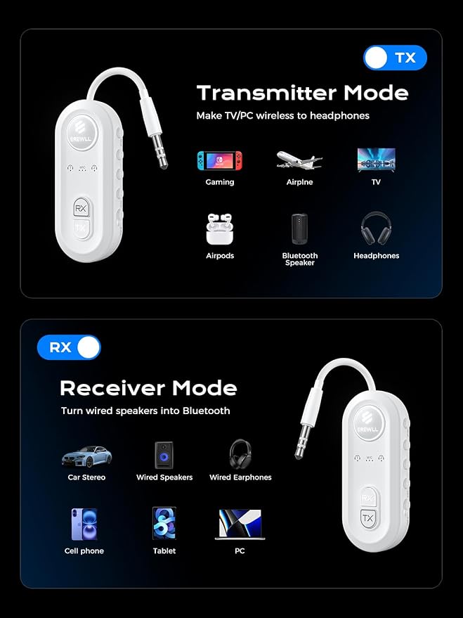 Upgraded Bluetooth 5.4 Transmitter Receiver, Airplane Bluetooth Adapter - Image 9