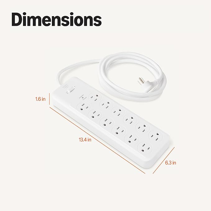 Amazon Basics Surge Protector Power Strip, 4000 Joules, 8ft Extension Cord - Image 5