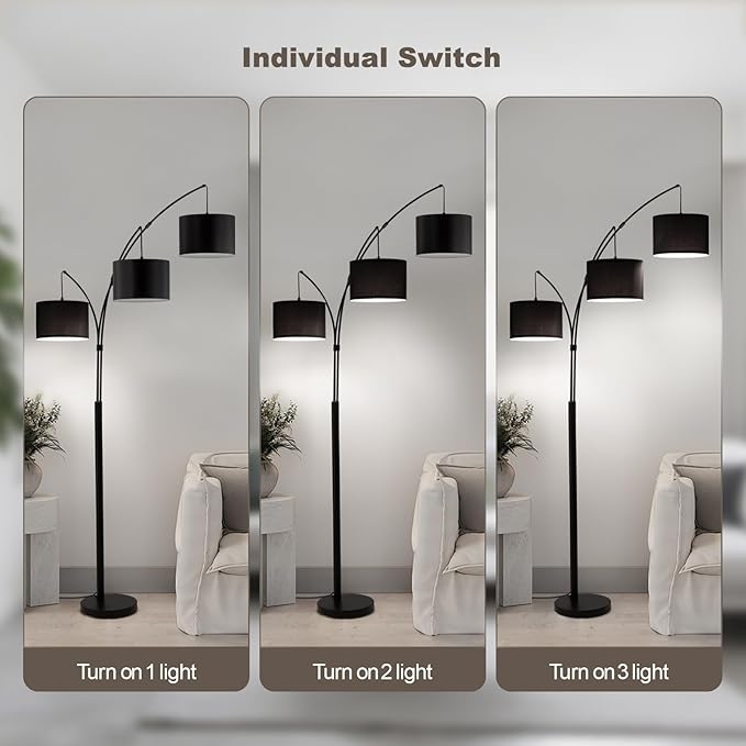 Fansdrick Floor lamp with Remote, 3 Light Arc Floor Lamps - Image 5