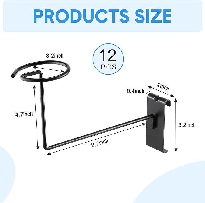 Blulu 12 Pcs Hat Displayer for Gridwall, Metal Hat Helmet Rack Retail Store - Image 3