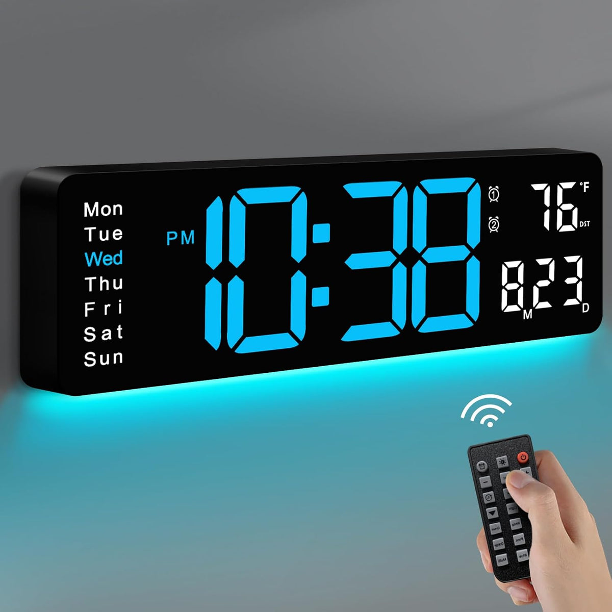 MASHI Digital Wall Clock, Auto-Dimming Wall Clock
