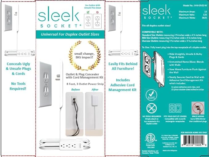 Sleek Socket Original & Patented Ultra-Thin Outlet Concealer - Image 6