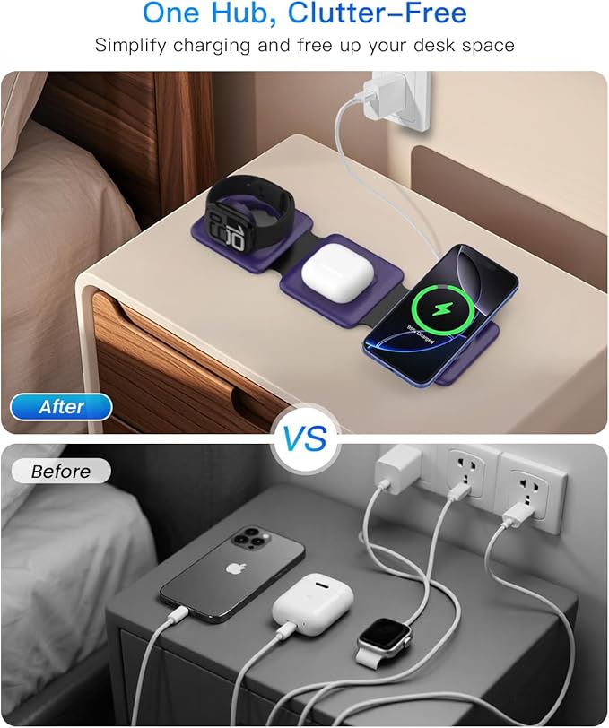 Iseyyox Charging Station for Mag Safe Apple - 3 in 1 Magnetic Foldable Wireless - Image 6