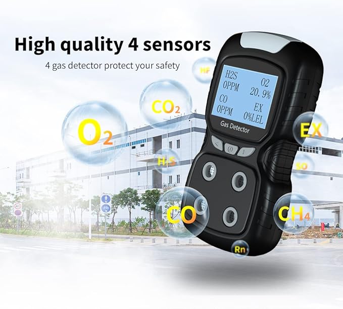 XLA Alert Portable Gas Detector, Gas Clip 4 Gas Monitor Meter Tester Analyzer - Image 7