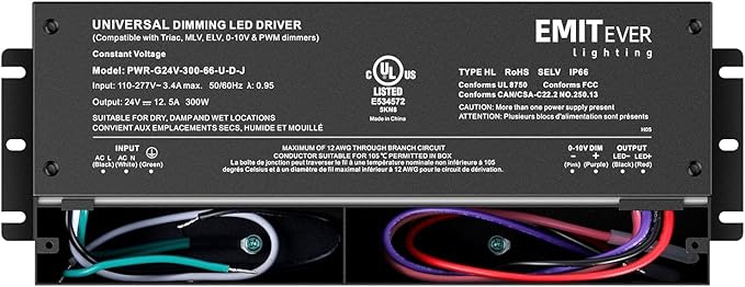 EMITEVER Dimmable Led Driver, 2 Packs 300W AC 110V-277V to DC 24V Transformer - Image 8