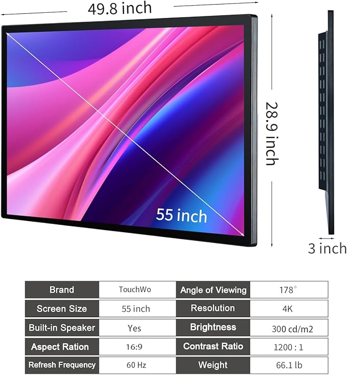 TouchWo 55" Interactive Touchscreen Monitor, Smart Board FHD 1080P Display - Image 7