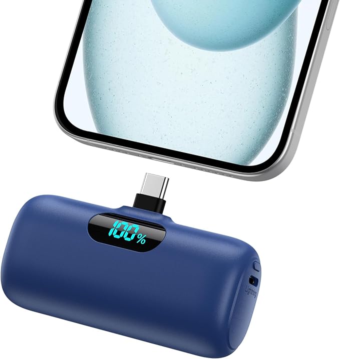 Mini Portable Charger USB C Power Bank, Upgraded 5000mAh PD Fast Charging by HETP