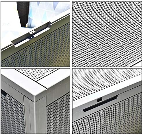 modern-depo 100 gallon deck box waterproof outdoor storage, side view