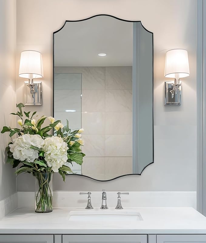 ANDY STAR 24x40 Inch Brushed Nickel Mirror, Unique Rectangle Bathroom Mirror by ANDYSTAR