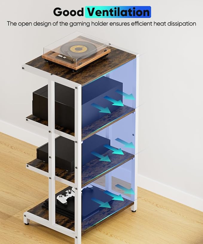 Ardier 4-Tier Wooden Media Stand, AV Media Stand Corner Shelf - Image 3