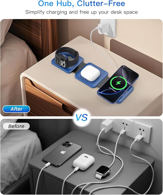 Iseyyox Charging Station for Apple Devices - 3 in 1 Magnetic Foldable Wireless - Image 6