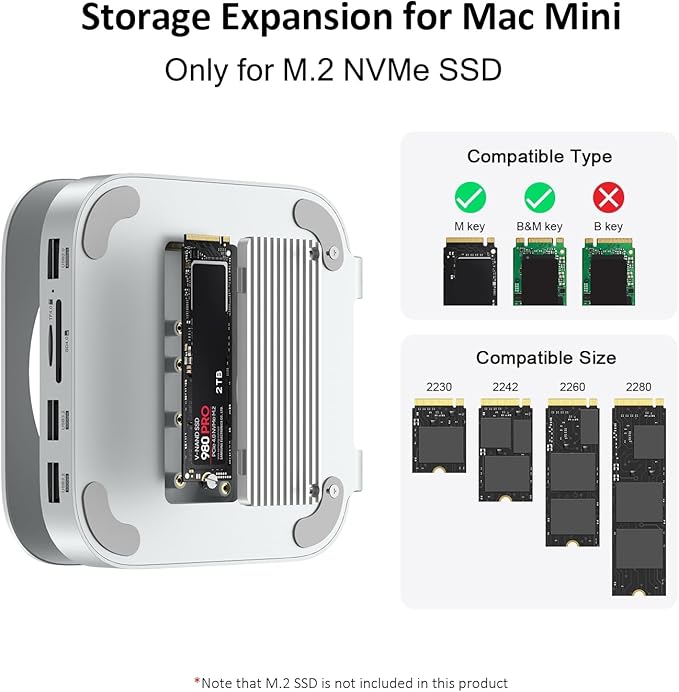 Akyyajaure Mac mini Hub: 9 in 1 Aluminum Stand & Dock - Image 3