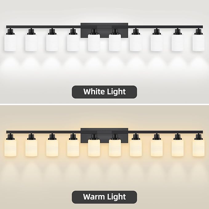 DIKAIDA 10 Light Bathroom Vanity Lights Over Mirror, 65.4 inch Black Vanity - Image 8