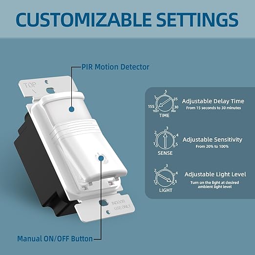 ECOELER Motion Detector Light Switch, PIR Infrared Sensor Switch - Image 3