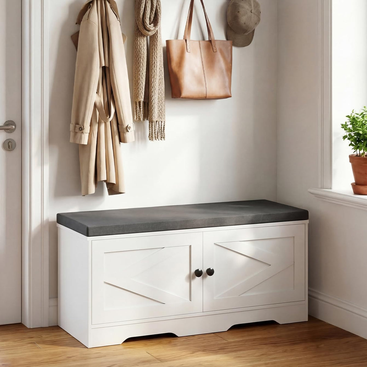 apicizon shoe storage bench, 2 tier entryway bench, main product view