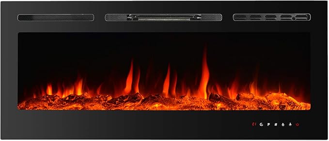 CharaVector Electric Fireplaces Recessed Wall Mounted Fireplace Insert 50 Inch by CHARAVECTOR