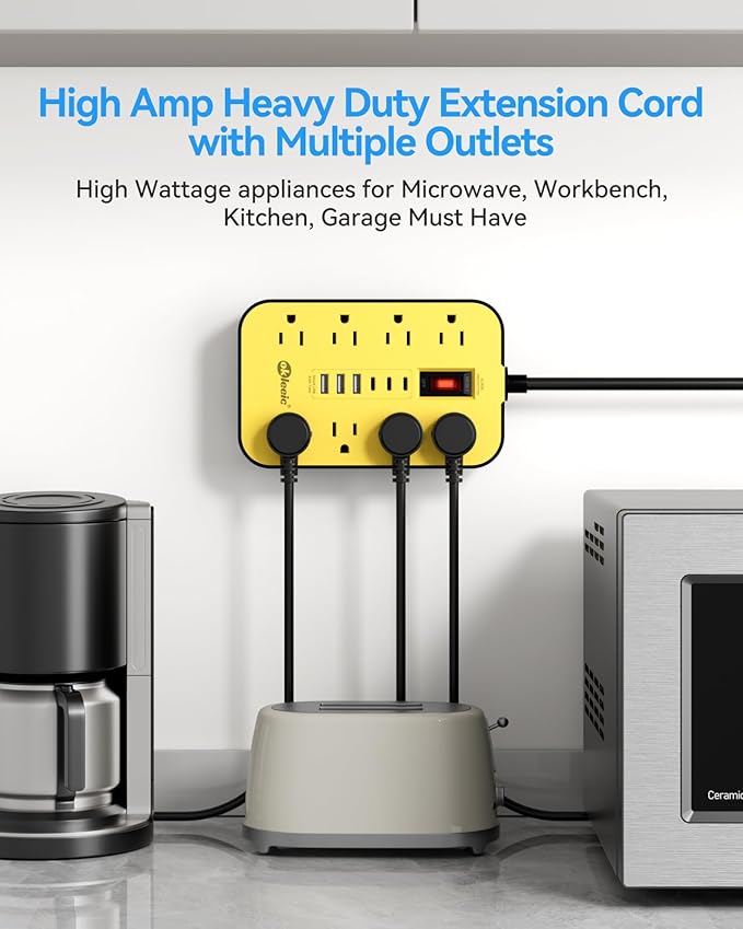 Power Strip with USB, Surge Protector Flat Plug with 8 Widely Spaced Outlets - Image 3