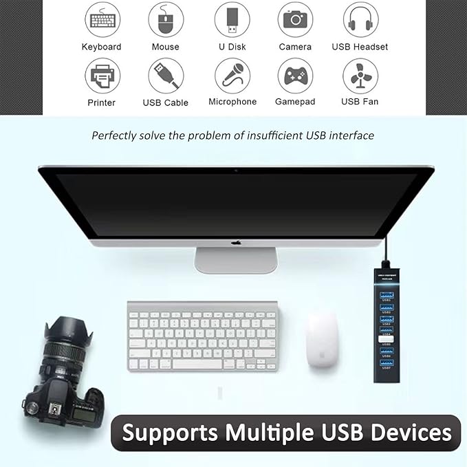 Upgraded USB Hub 3.0, VIENON 7-Port USB Extender Splitter - Image 6